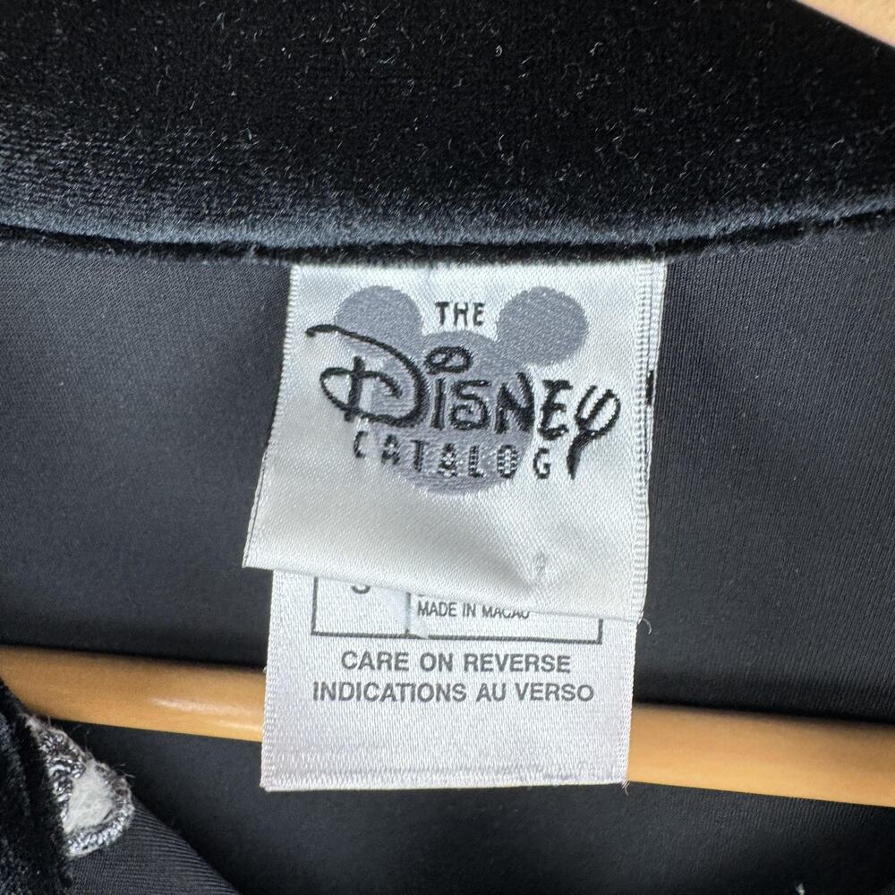 Disney Shirt Womens Small Black Velvet Button Up Embroidered Mickey Mouse Floral - Picture 3 of 8